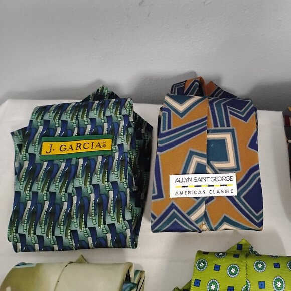 ❤️6 Tie Lot Jos Banks J Garcia Oleg Cassini Tango Allyn Saint George 100% Silk - Picture 9 of 13